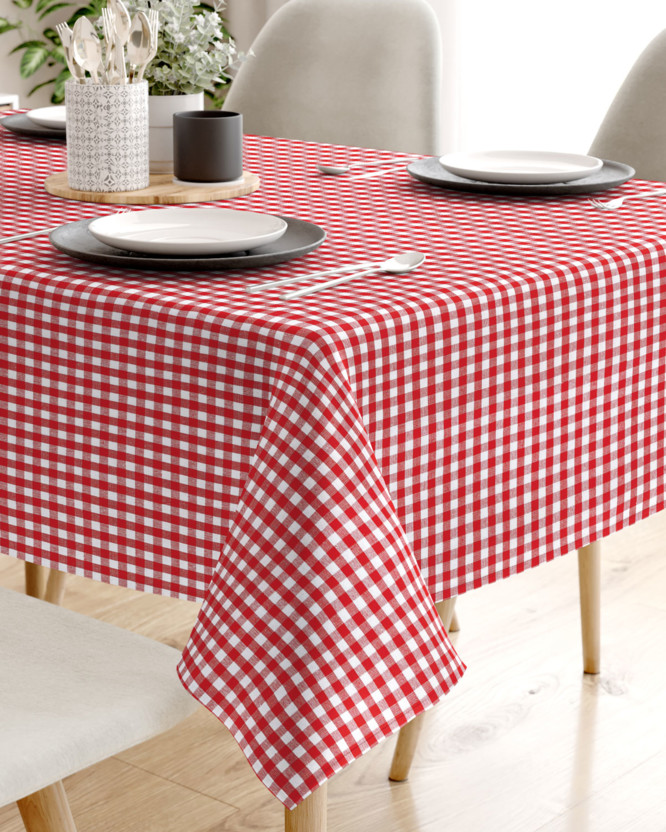 KANAFAS pamut asztalterítő - kicsi piros-fehér kockás