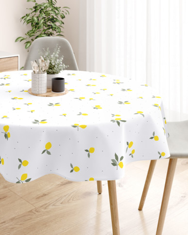 Pamut asztalterítő - citromok - kör alakú