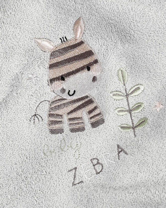 Gyermek frottír fördőlepedő LILI 100 x 100 cm - szürke - zebra mintás